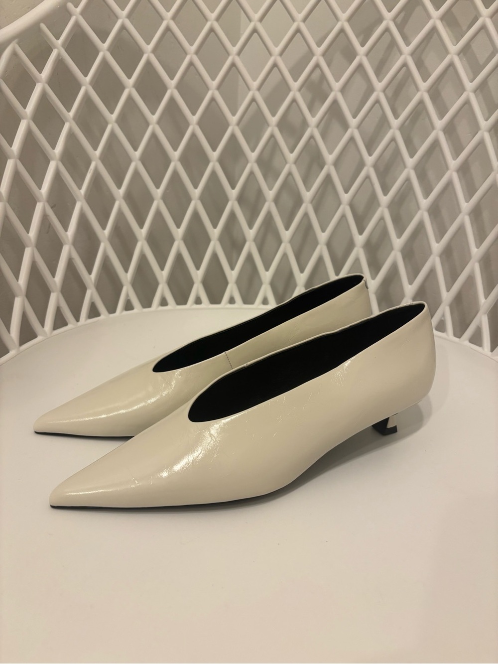 Tony Bianco Ivory Pointed Toe Low Kitten Heels